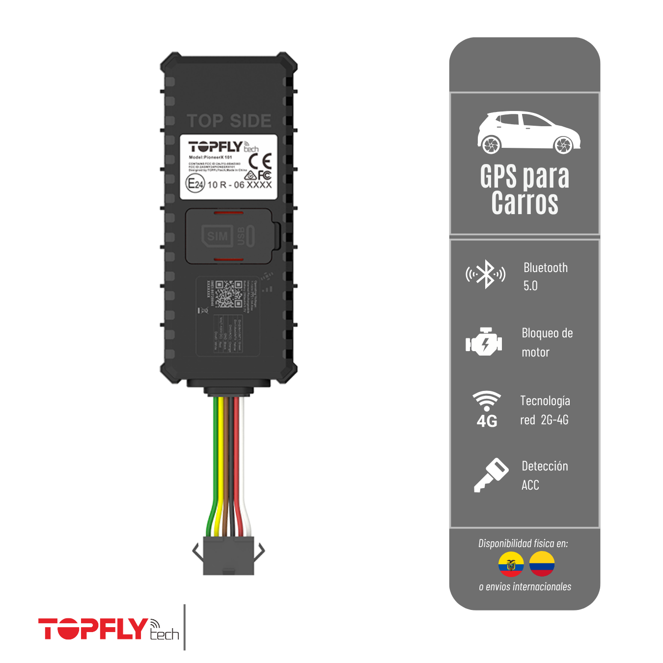 GPS PIONEERX 101 TOPFLYTECH PARA CARRO  ANTIJAMMER - RED 2G Y 4G PIONEER-X101
