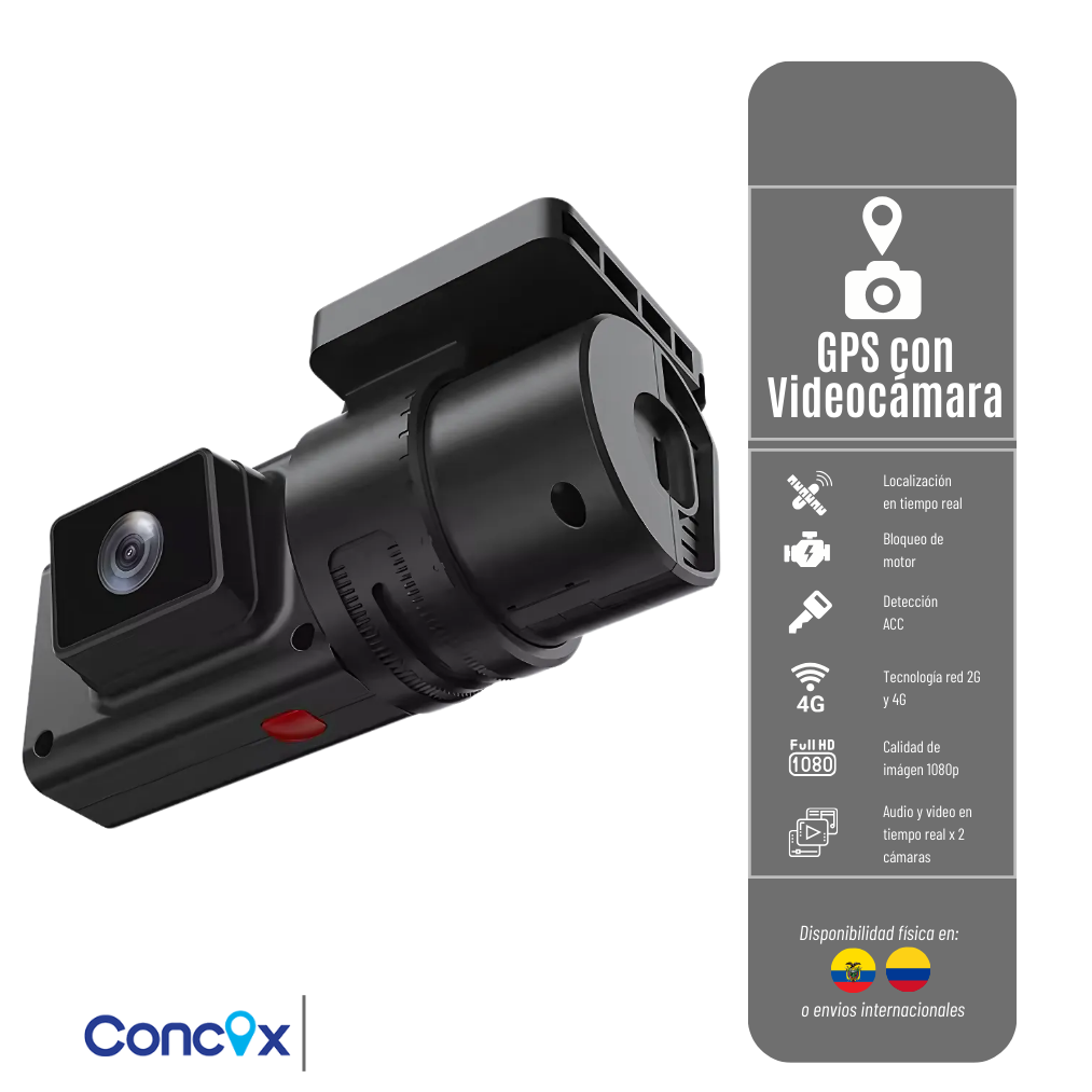 DASH CAM JC181 CON GPS JIMI-CONCOX GPS CON DOBLE CÁMARA RED 2G Y 4G 