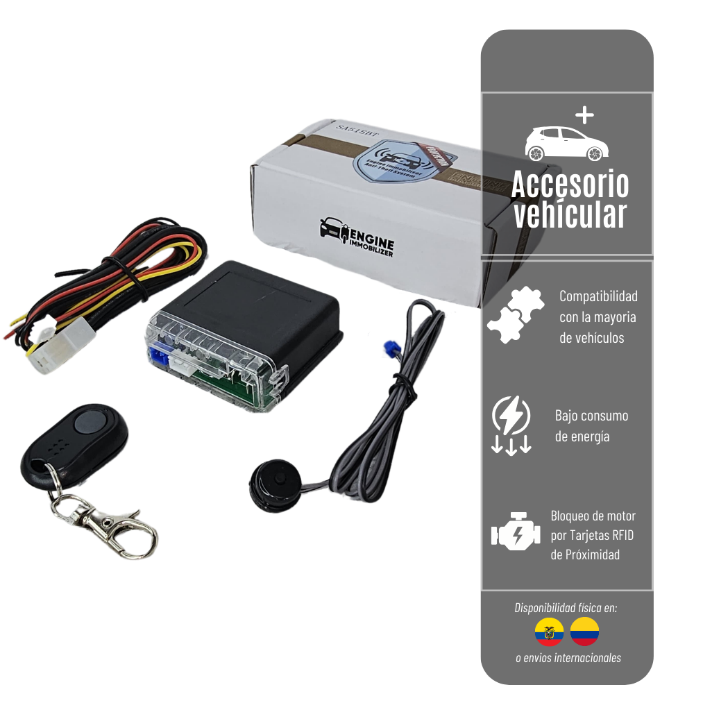 INMOVILIZADOR 12V AUTOCODE CON SENSOR DE PROXIMIDAD BLUETHOOT CORTA CORRIENTE ANTI ATRACO MAS CONTROL RFID-SA515BT