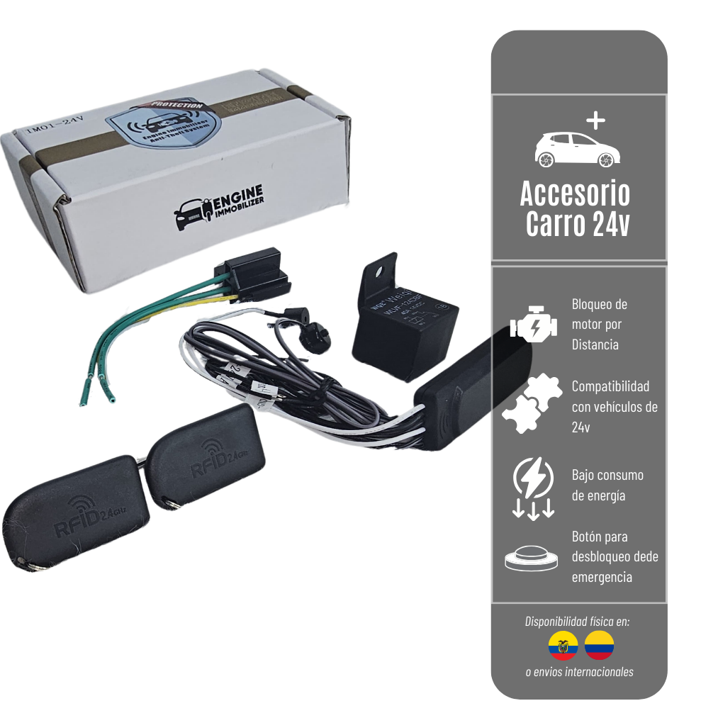 IINMOVILIZADOR 24V-IM01 AUTOCODE CON TARJETA/SENSOR DE PROXIMIDAD CORTA CORRIENTE ANTI ATRACO  BAT. 1 AÑO Y ENTRADA PARA GPS RFID-24V-IM01