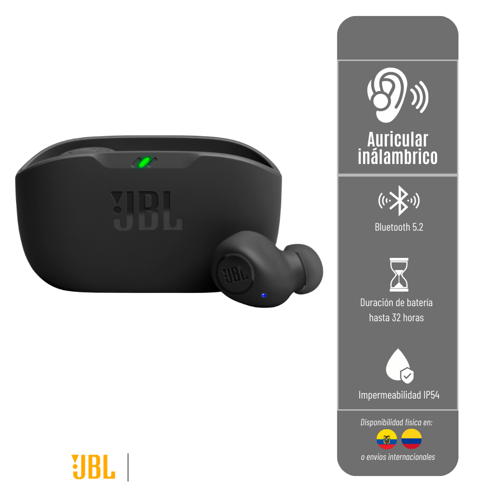 LIQUIDACIÓN* AURICULARES INALÁMBRICOS VIBE BUDS JBL, CON CANCELACIÓN DE RUIDO – NEGRO JBL-VIBE-BUDS