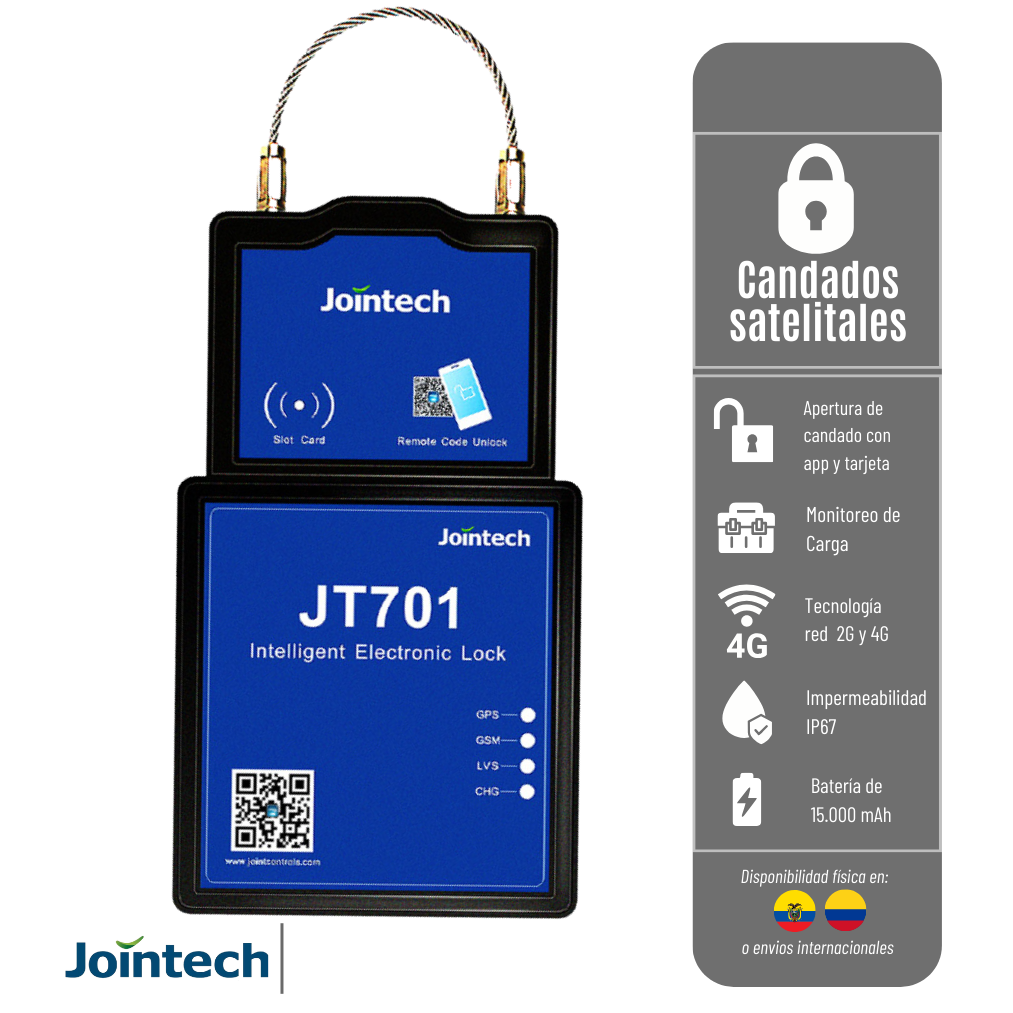 CANDADO GPS JT701 JOINTECH SATELITAL RED 2G Y 4G, BATERÍA DE 15,000 MAH
