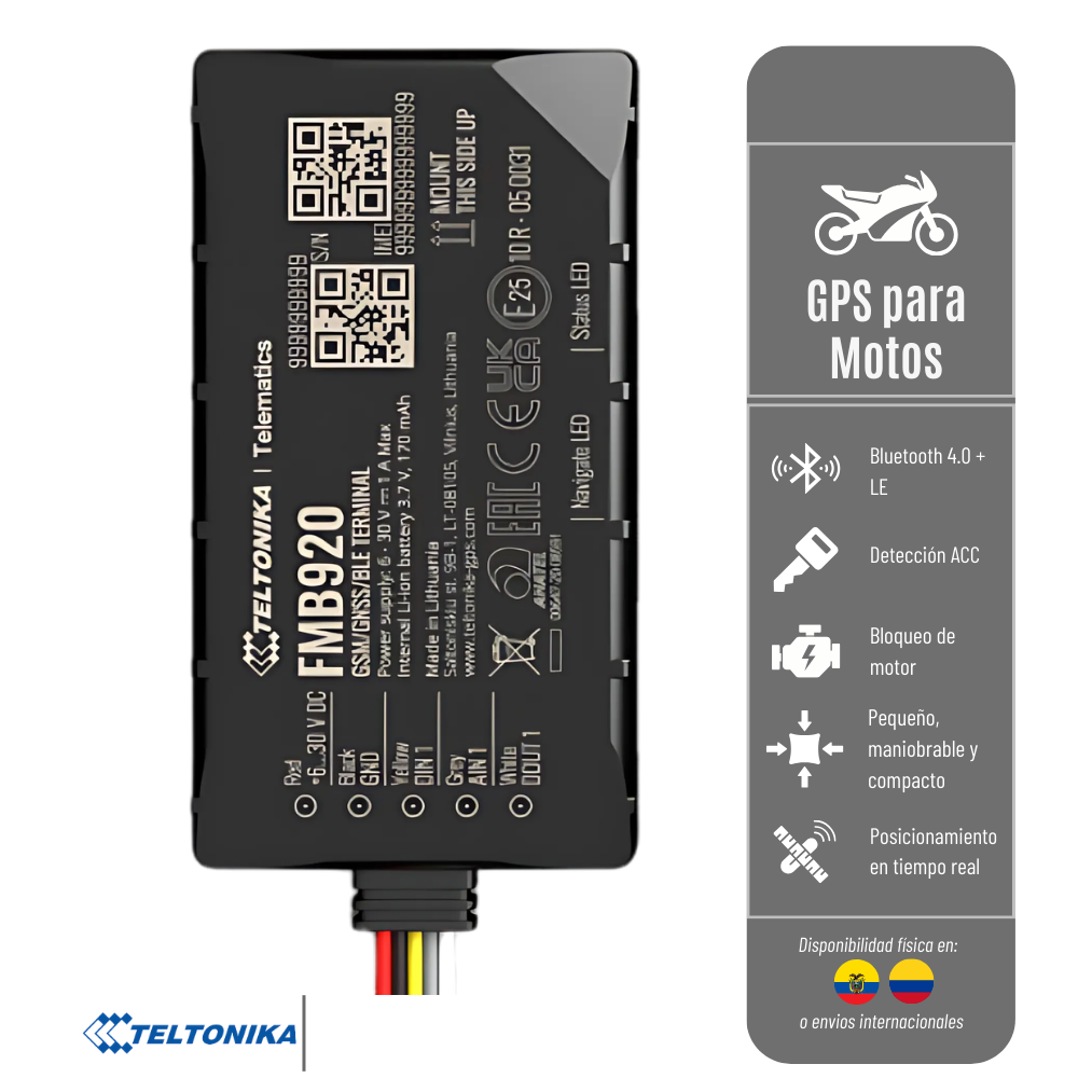 LIQUIDACIÓN* GPS FMB920 TELTONIKA RASTREADOR PARA MOTOCICLETAS ANTIJAMMER, RED 2G
