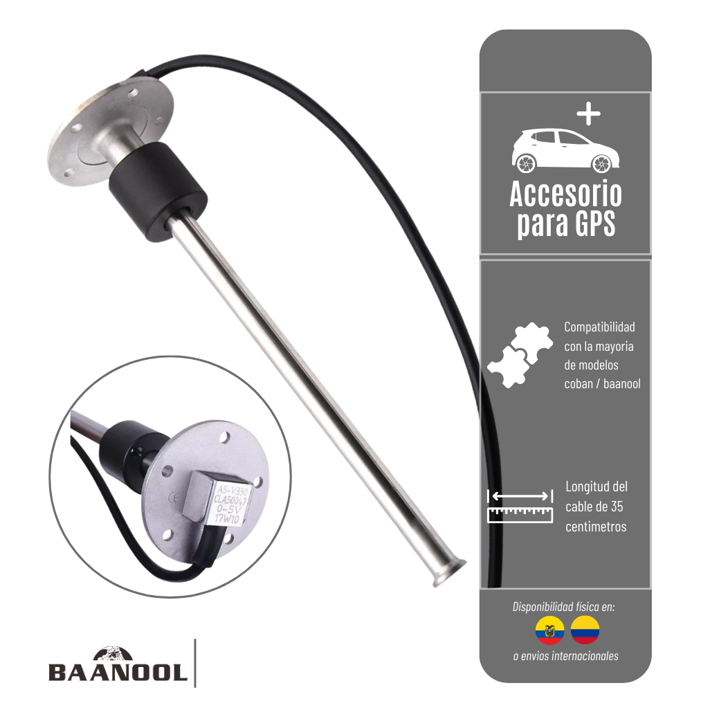 SENSOR DE COMBUSTIBLE EXTERNO COBAN DE 35CM BOYA-COMB-35CM