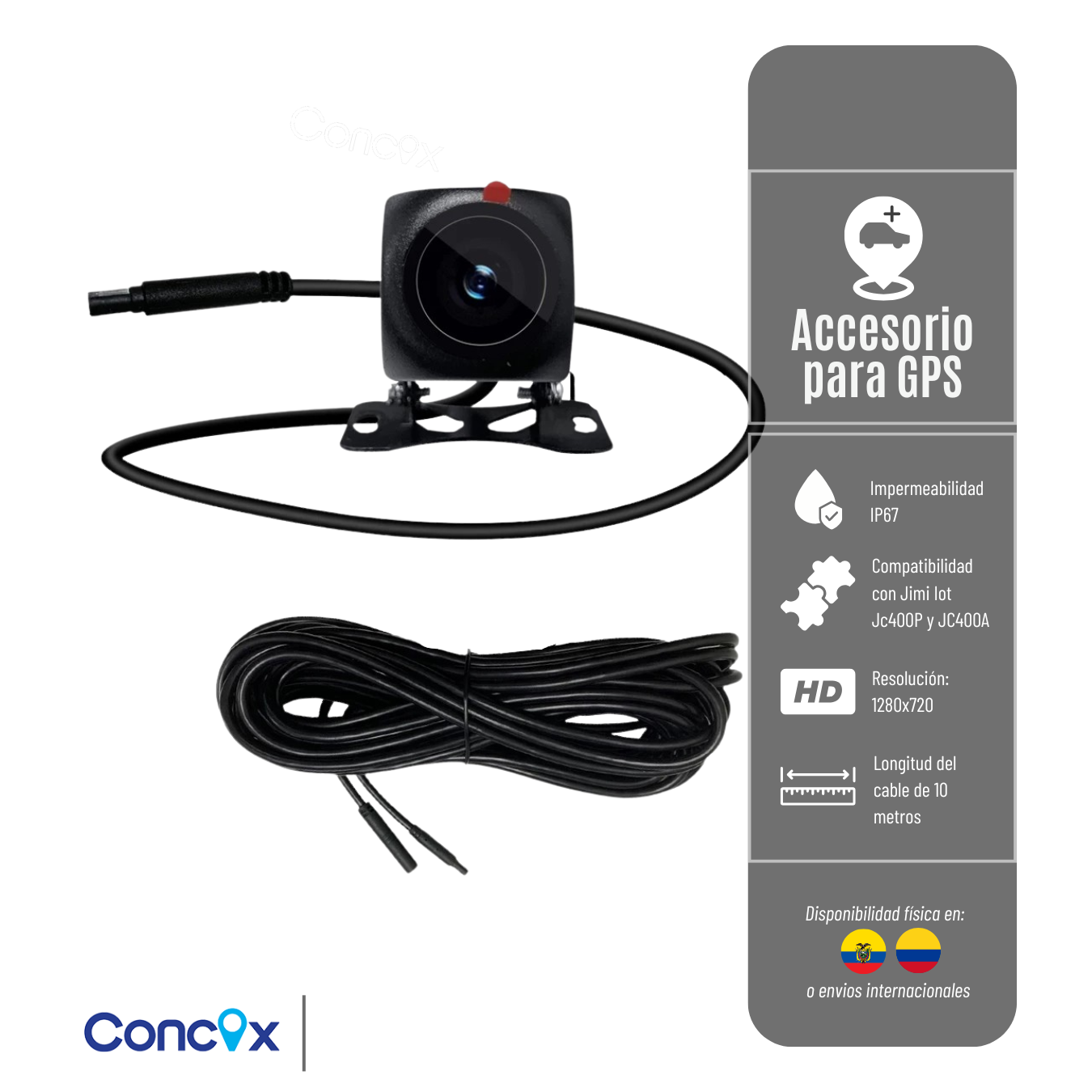CAMARA TRASERA DE COCHE CA02 JIMI-CONCOX ACCESORIO PARA GPS JC400 RED 4G