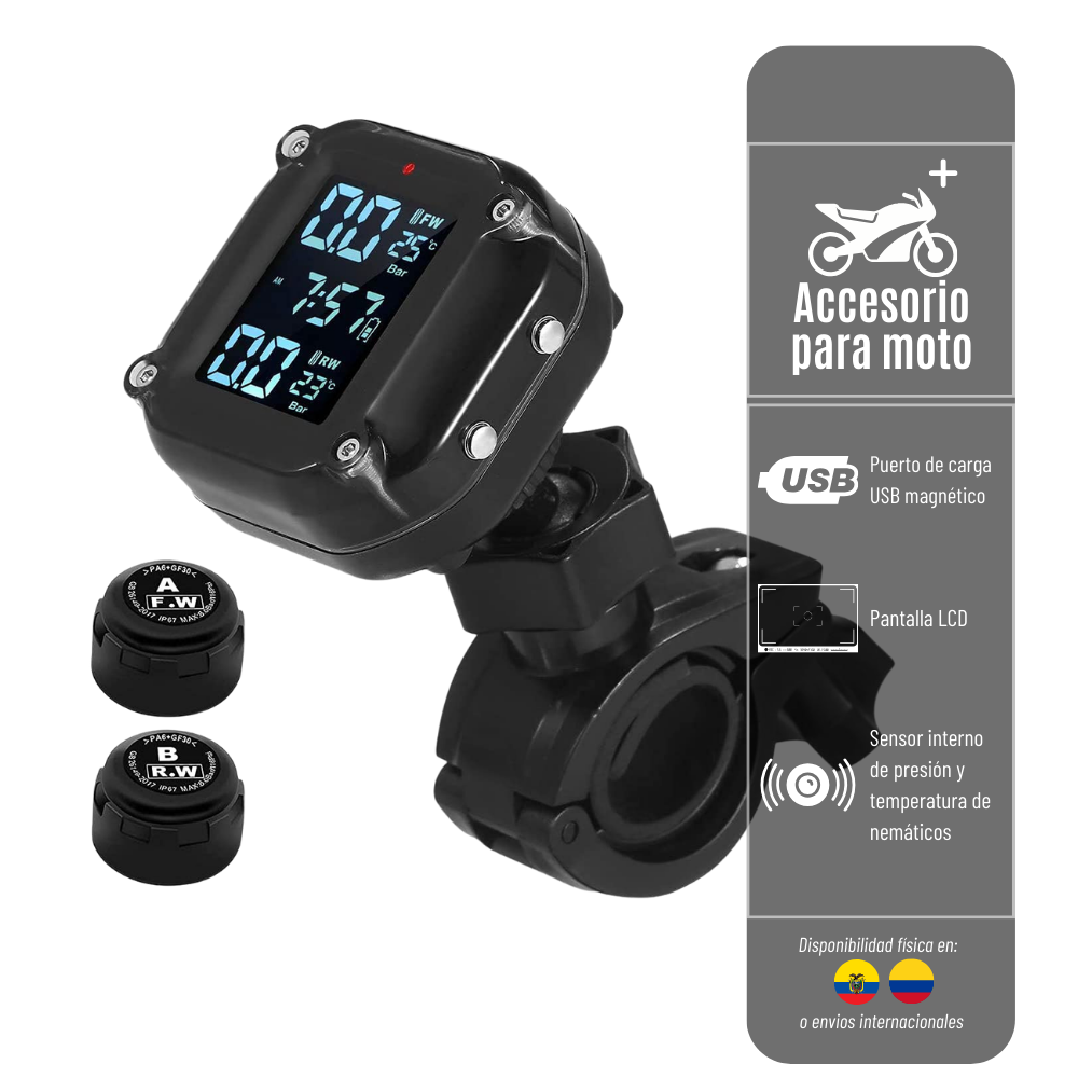 SENSOR TPMS EXTERNO PARA MOTO PARA MEDIR PRESIÓN DE LLANTAS TPMS-EXT-MOTO