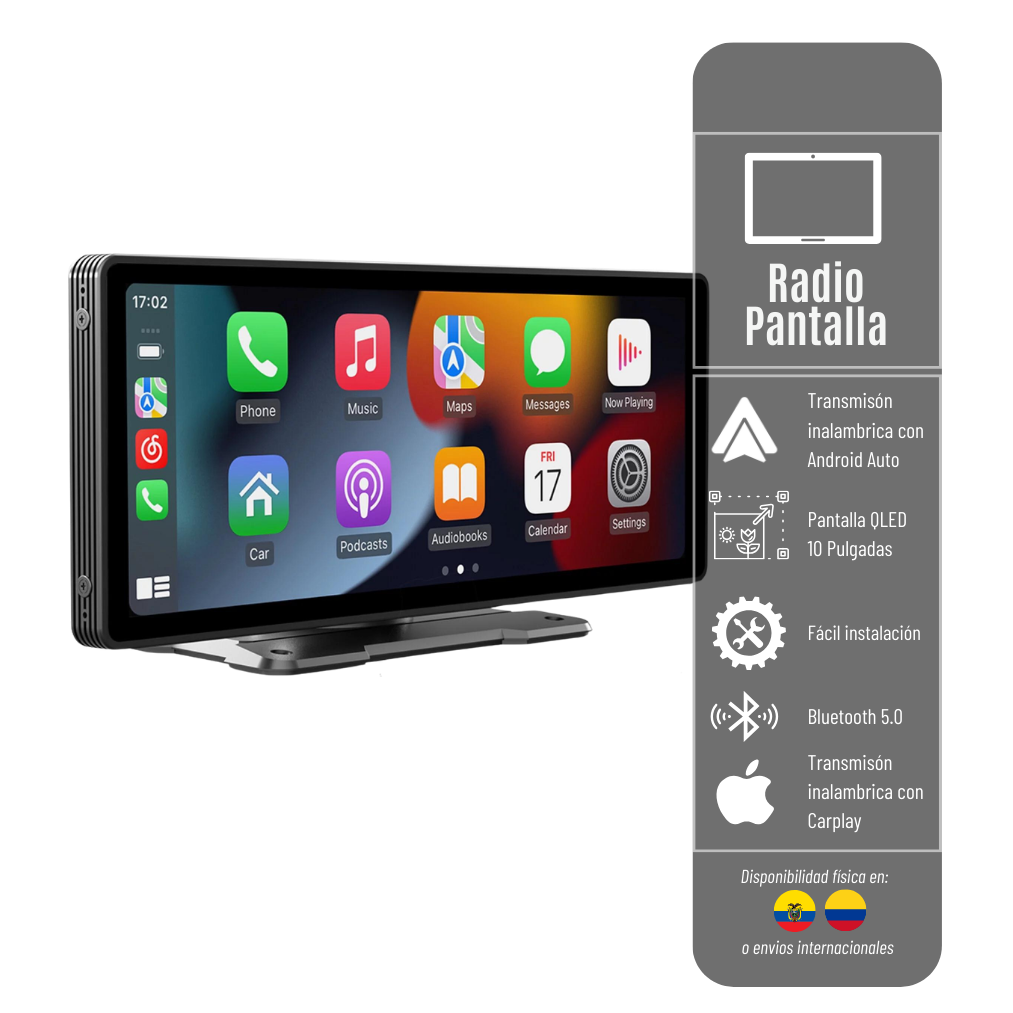 PANTALLA PORTATIL 10" P6026-1 ANDROID  PARA CARROS CON APPLE CARPLAY