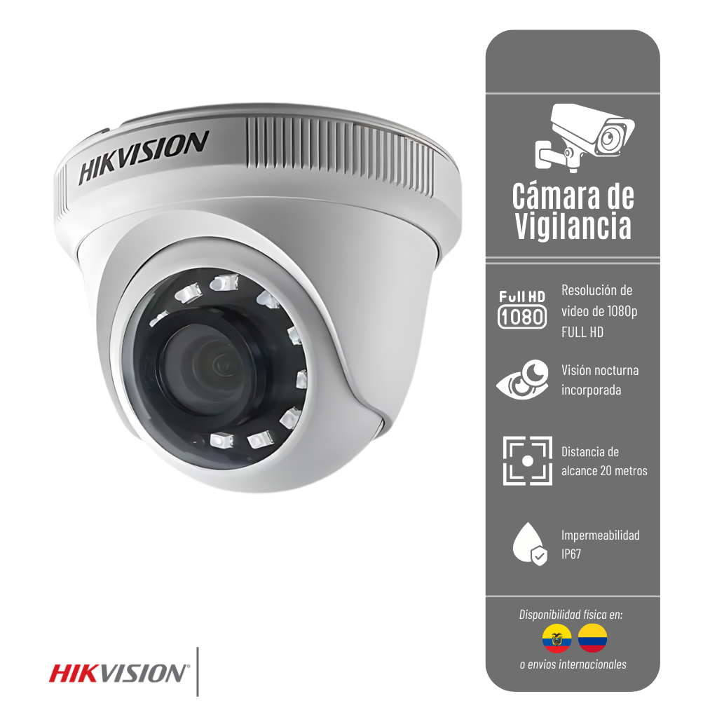 CÁMARA DOMO 1080P PLÁSTICA 4 EN 1 IR FIJO CAM-DOMO-1080-PLAS