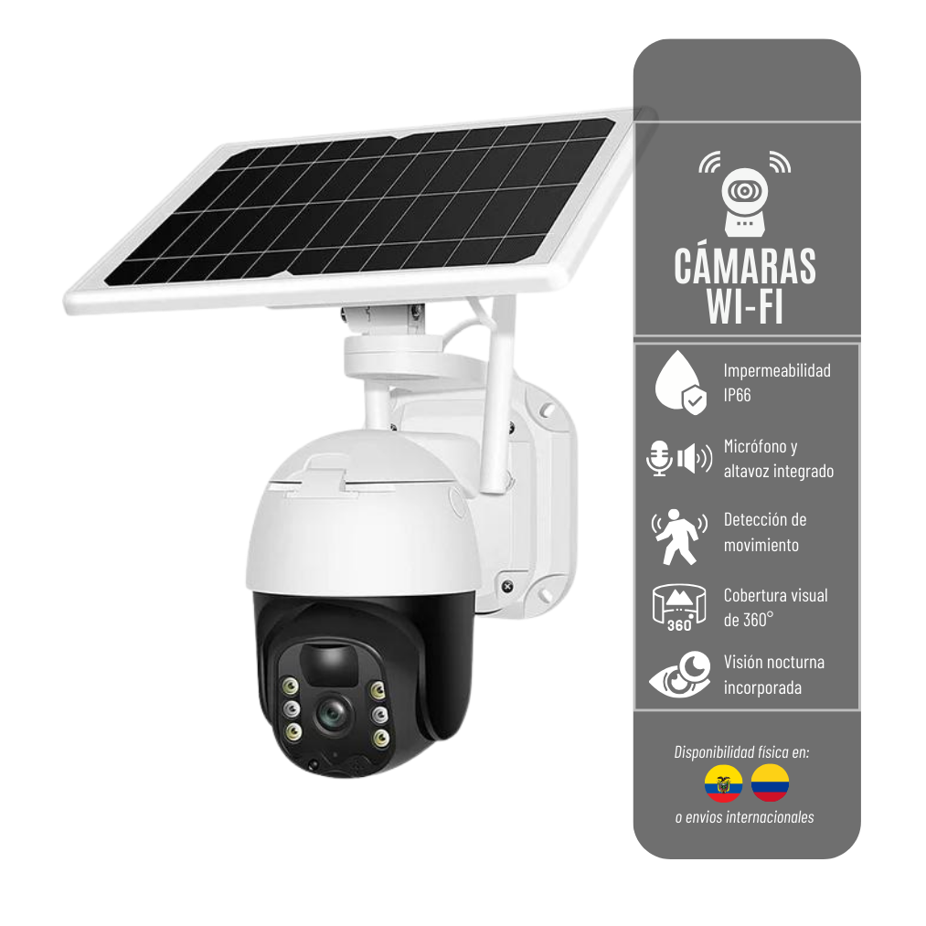 CÁMARA CON ENERGÍA SOLAR WI-FI PARA EXTERIORES 4K ULTRAHD CON TECNOLOGIA 4G   PTZ-SOLAR-4K