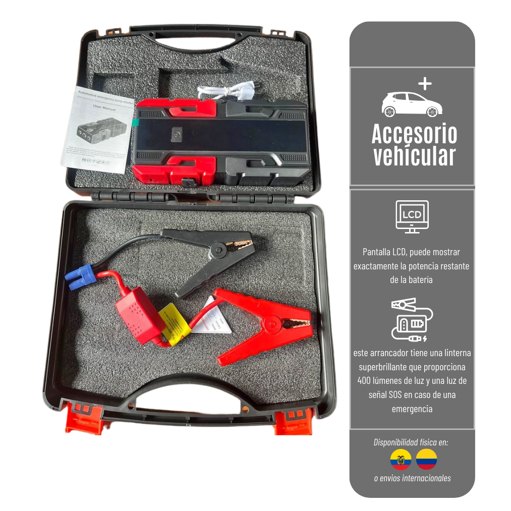 ARRANCADOR DE BATERIA PORTÁTIL POWER BANK PARA CARROS Y MOTOS 1200 MAH ARRANCA-5-168-1