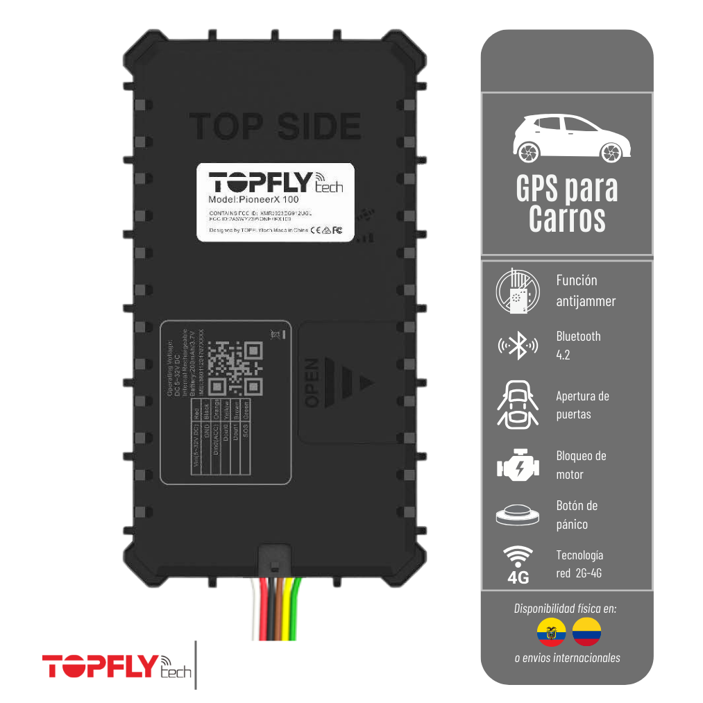 GPS PIONEER X100 TOPFLYTECH PARA CARRO  ANTIJAMMER - RED 2G Y 4G PIONEER-X100