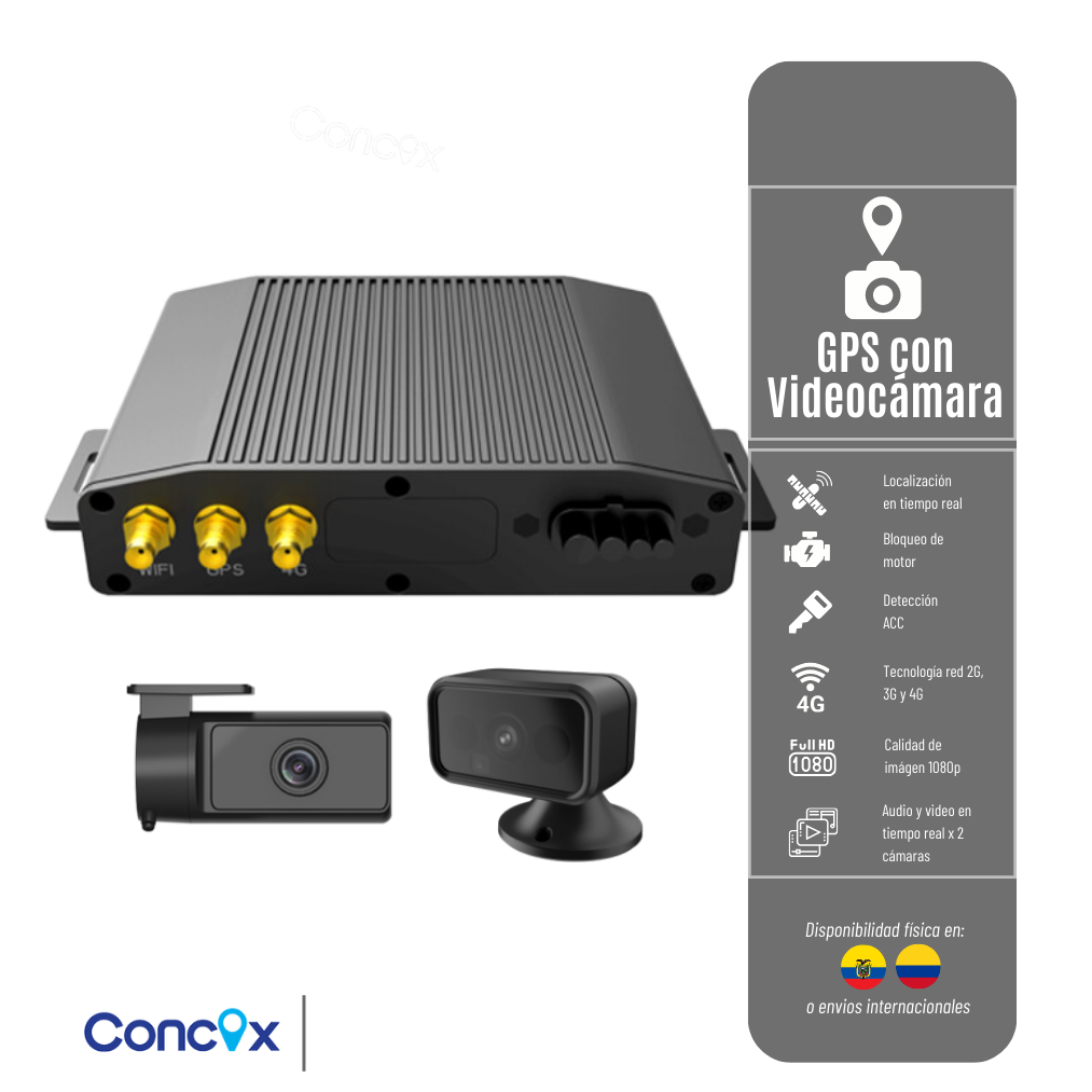MDVR JC500 JIMI-CONCOX GPS CON CÁMARA RED 2G,3G Y 4G