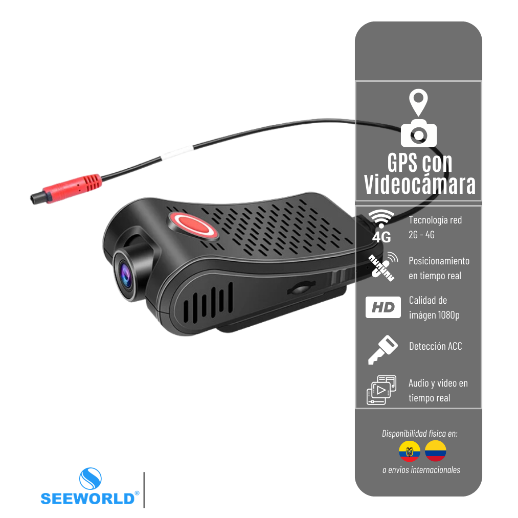 DASHCAM-GPS-V5 CON GPS SEEWORLD RED 4G, PARA MONITOREO DE VIDEO EN VIVO EN TIEMPO REAL COMPATIBLE CON 1 CAMARA 