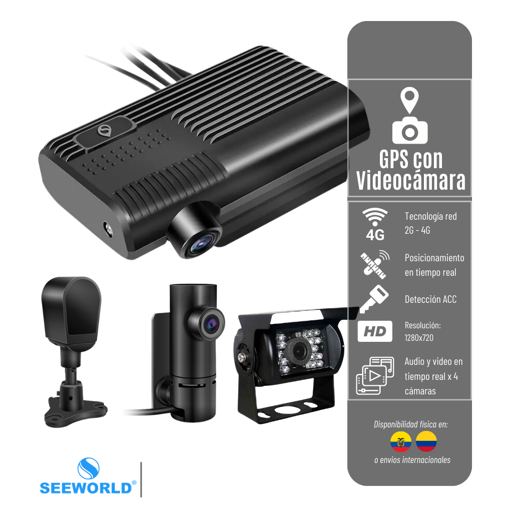 DASHCAM-GPS-V6 CON GPS SEEWORLD RED 4G, PARA MONITOREO DE VIDEO EN VIVO EN TIEMPO REAL COMPATIBLE CON 4 CAMARA  DASHCAM-V6