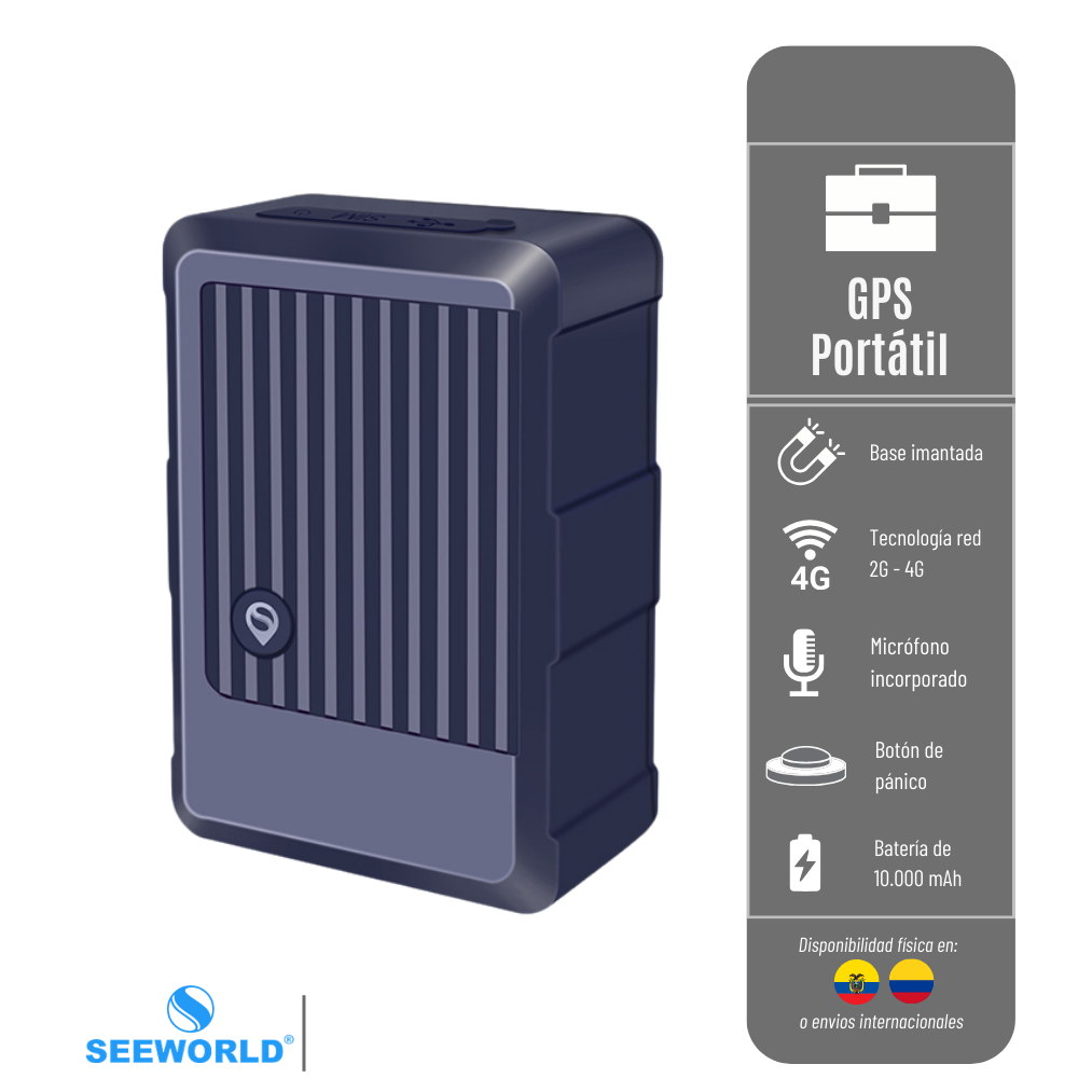 GPS W18L SEEWORLD PORTÁTIL RED 4G, BATERÍA DE 10,000 MAH - CON MONITOREO DE TEMPERATURA