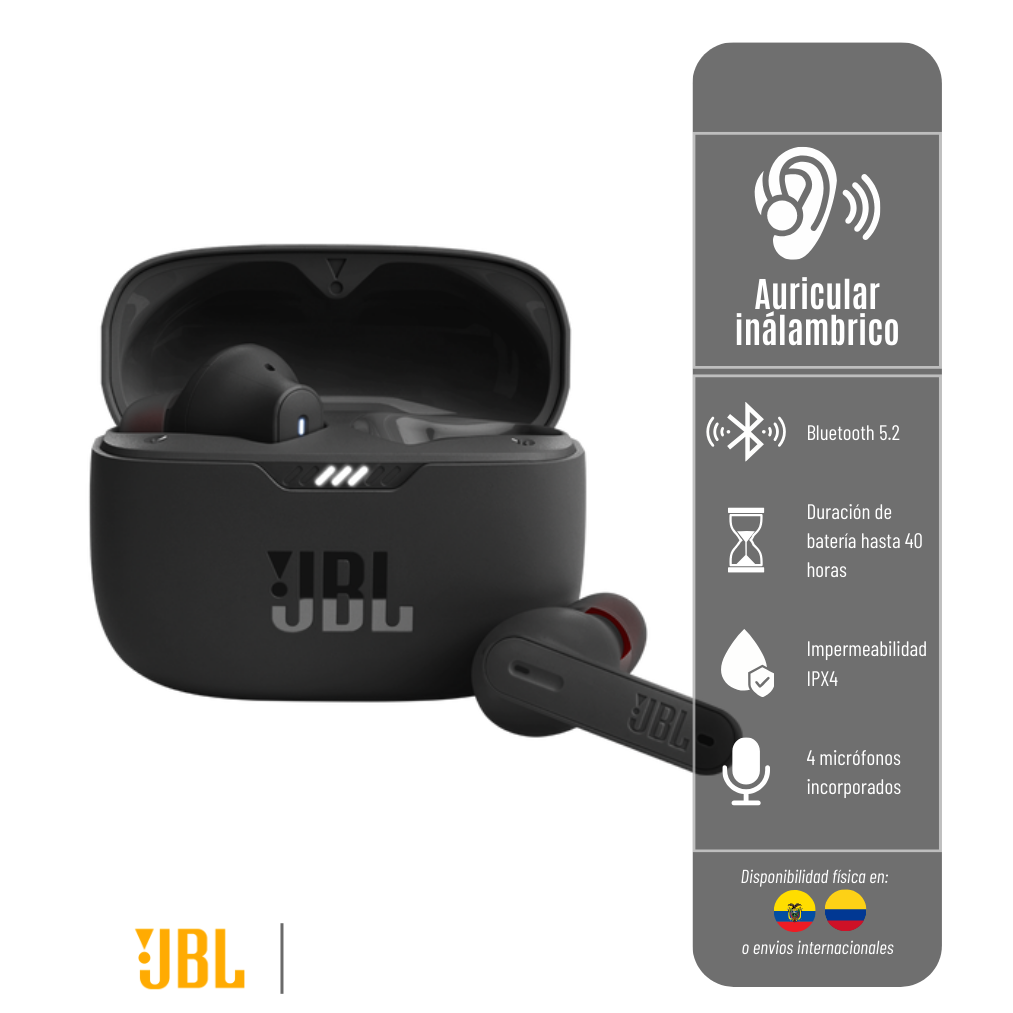 LIQUIDACIÓN* AURICULARES INALÁMBRICOS TUNE 235NC TW JBL - CON CANCELACIÓN DE RUIDO - NEGRO JBL-TUNE-235NC