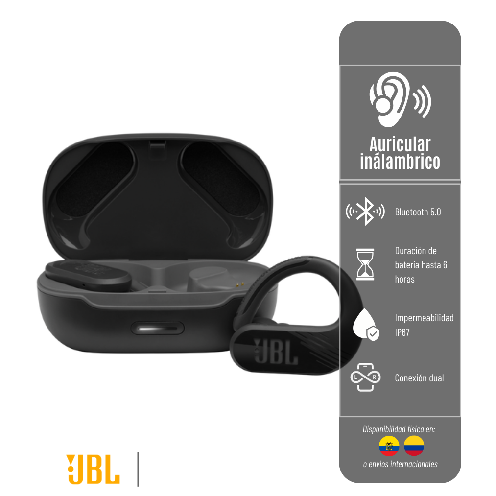 AURICULARES INALÁMBRICOS DEPORTIVOS ENDURANCE PEAK JBL - NEGRO JBL-ENDURANCE-PEAK