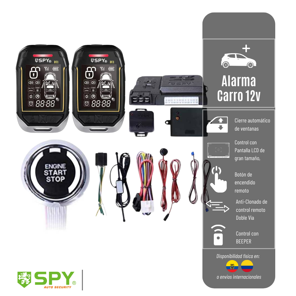 Sistema de Alarma LC095-861 SPY Para Vehículo con Aplicación y Botón de Encendido