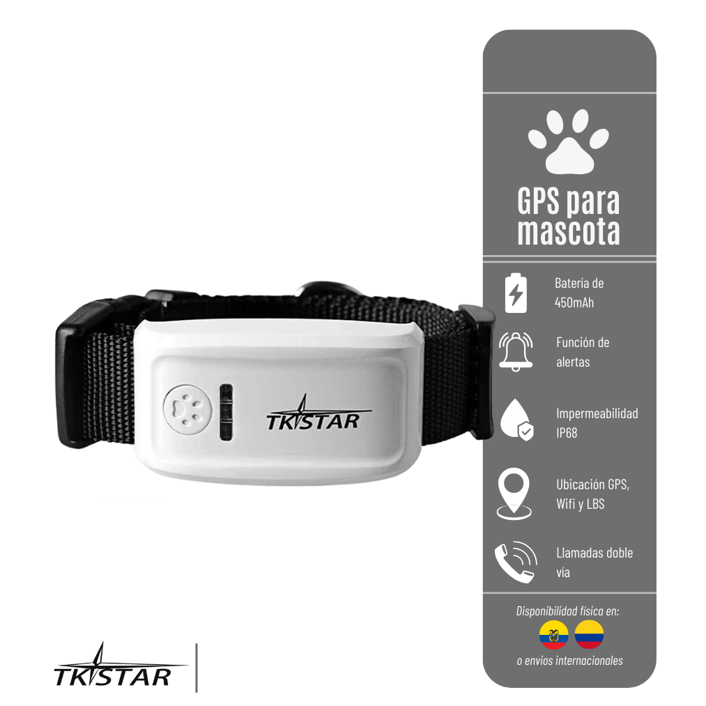 COLLAR RASTREADOR GPS PARA ANIMALES/ MASCOTAS TK909 PLAT.HOMOLOGADO