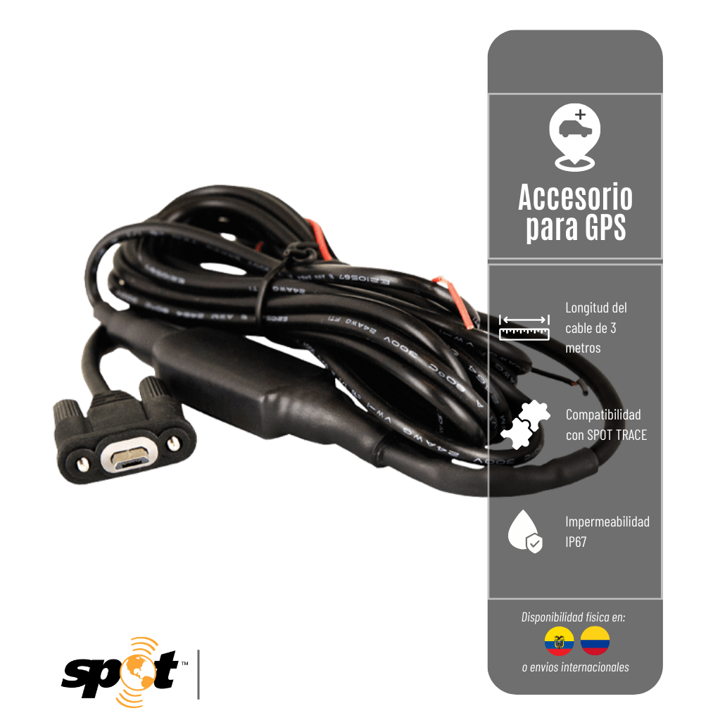 CABLE ALIMENTACION DC SPOT TRACE RASTREADOR RESISTENTE AGUA CABLE-IP67-SPOT