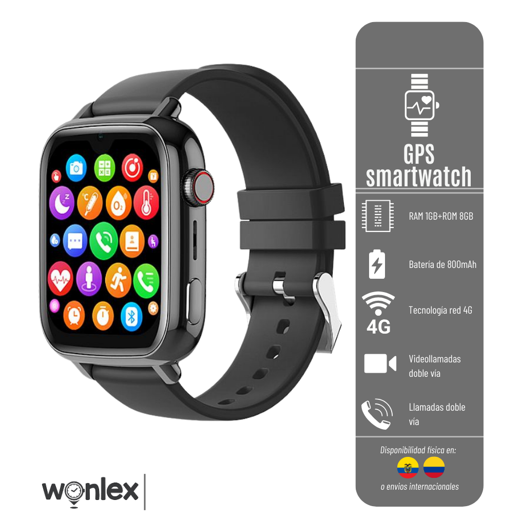 RELOJ CON GPS INTELIGENTE KT34 WONLEX - DISPOSITIVO CON CAMARA DE VIDEO - RED 4G CON ANDROID 8.1 - BATERIA DE 800mAh RESISTENTE AL AGUA