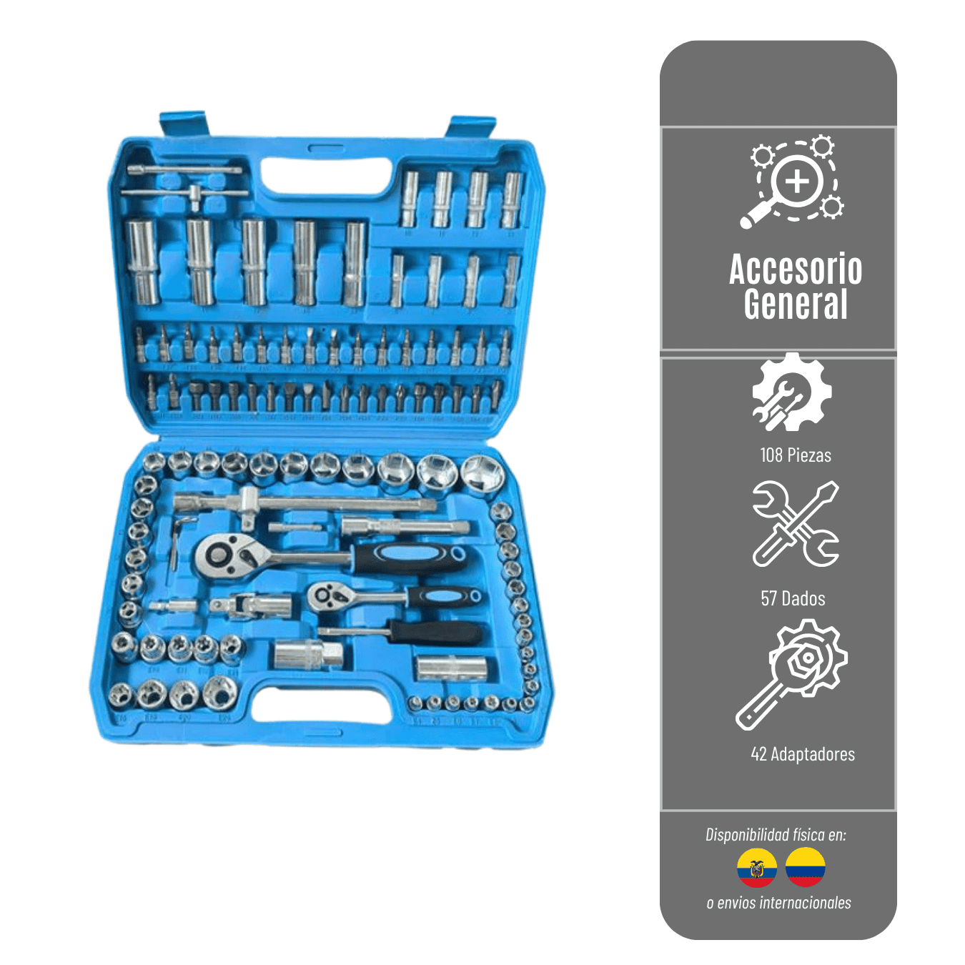 JUEGO DE HERRAMIENTAS PROFESIONALES DE REPARACION DE VEHICULOS CON COMBINANCION DE LLAVE DE TUBO HERRAM-SG-108P