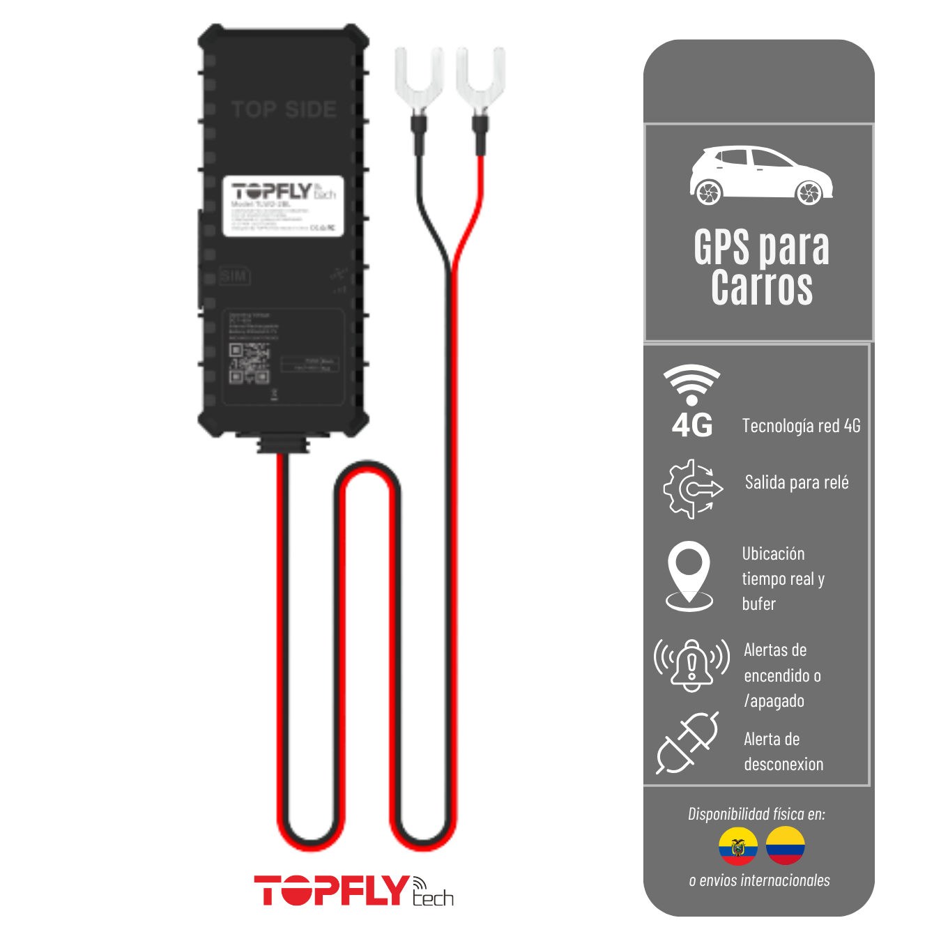 GPS PIONEERX 101 TOPFLYTECH PARA CARRO ANTIJAMMER 2 CABLES - RED 2G Y 4G PIONEER-X101-2CABLES