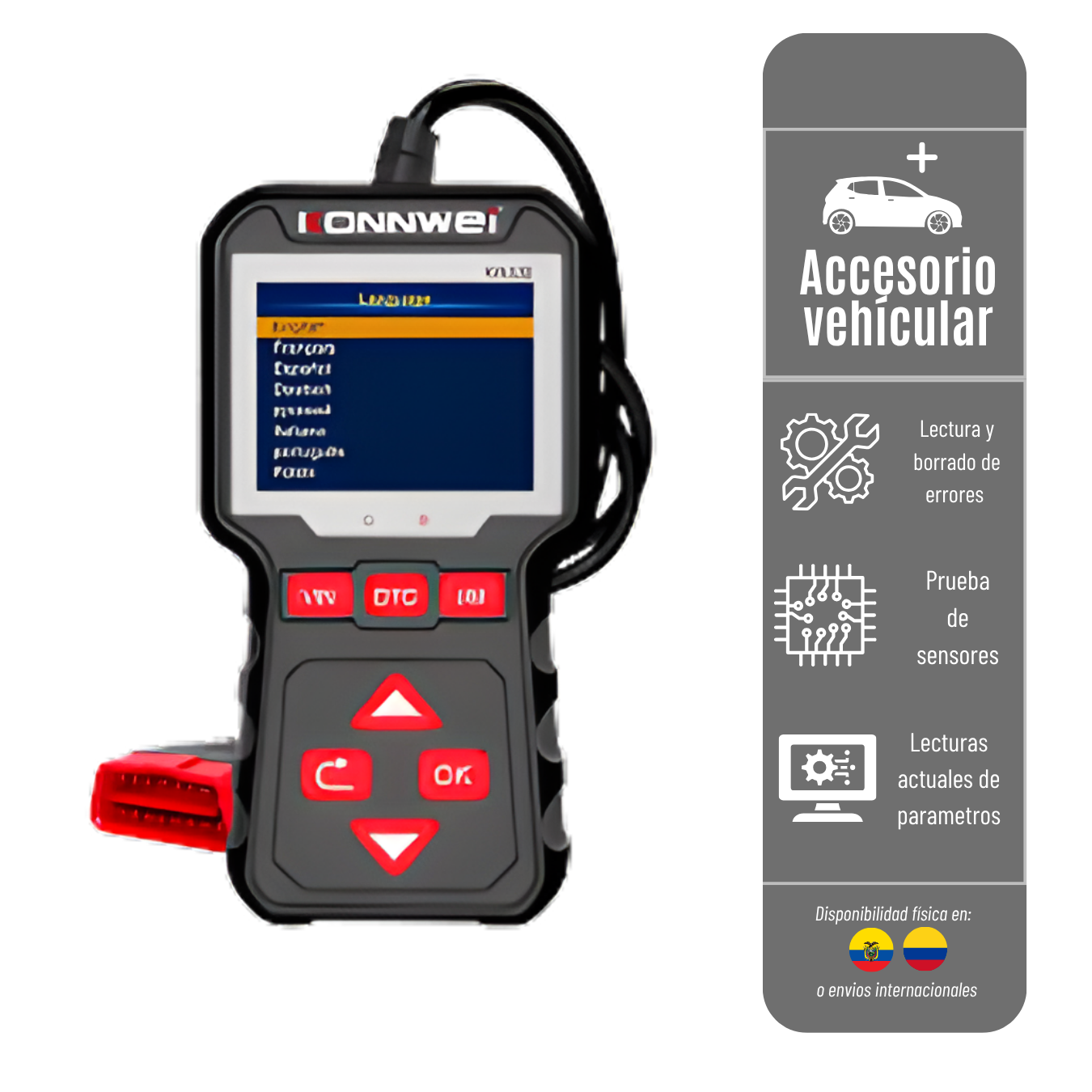 ESCÁNER AUTOMOTRIZ KW320 KONNWEI PARA VEHÍCULOS CON TECNOLOGÍA OBD II
