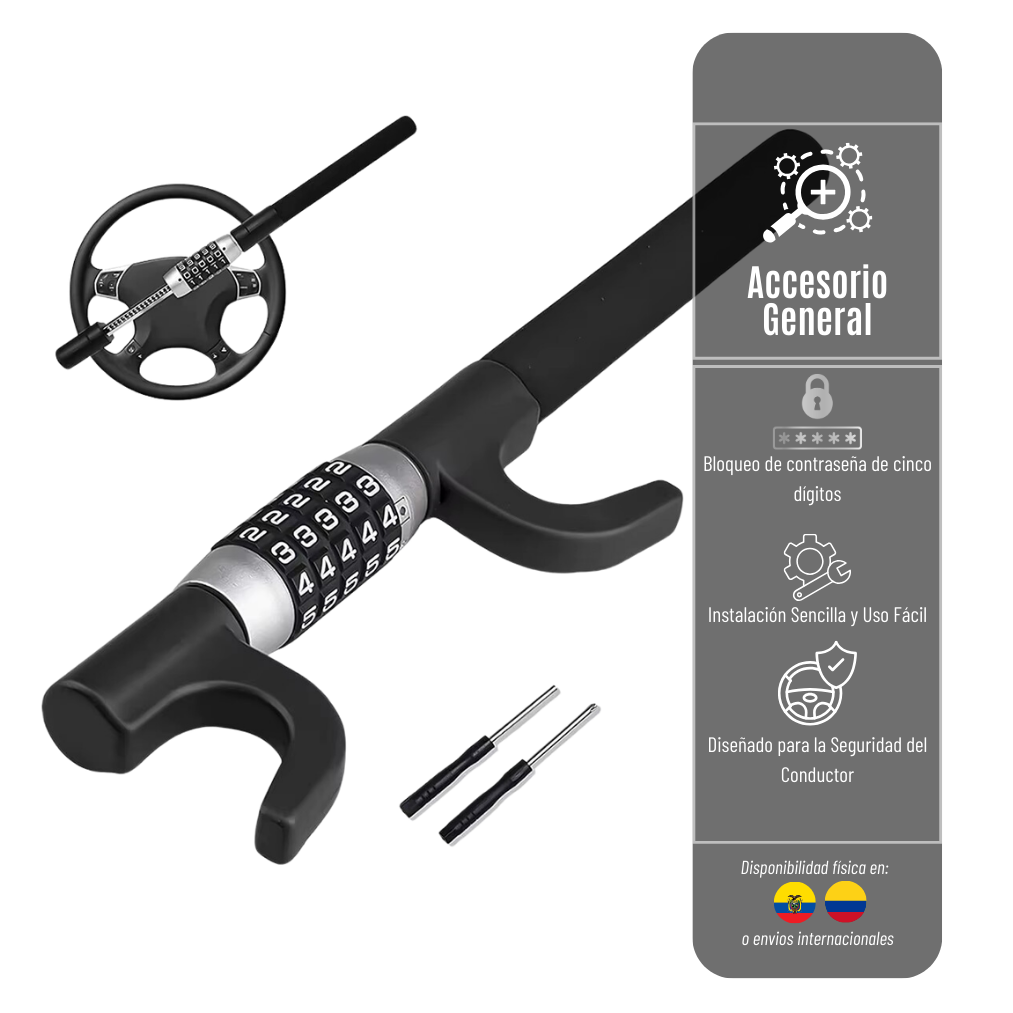 BLOQUEO DE VOLANTE CON CONTRASEÑA 6-108-9 MIMASUO ANTIRROBO PARA CARROS  BLOQ-VOL-LQ-6-108-9