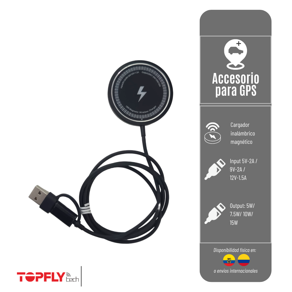 CABLE CARGA INALAMBRICO TOPFLYTECH TIPO USB  A Y C CARGADOR-CYBERLABEL